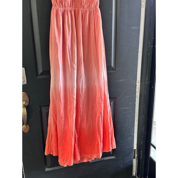 Bebe Women's Coral Orange Ombre Halter Neck Maxi Dress Size Small - Picture 7 of 10